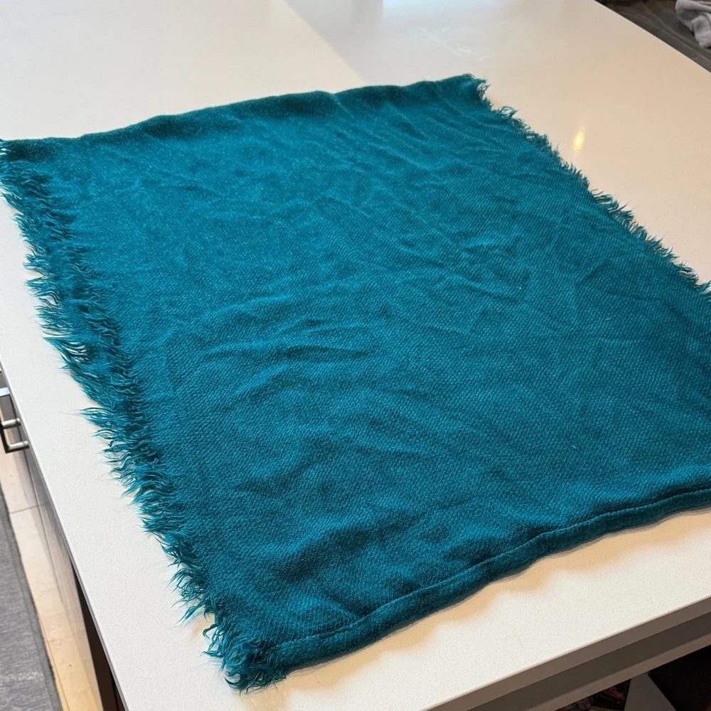 Fringed Infinity Loop Scarf, Teal Blue, 100% Acrylic, Soft